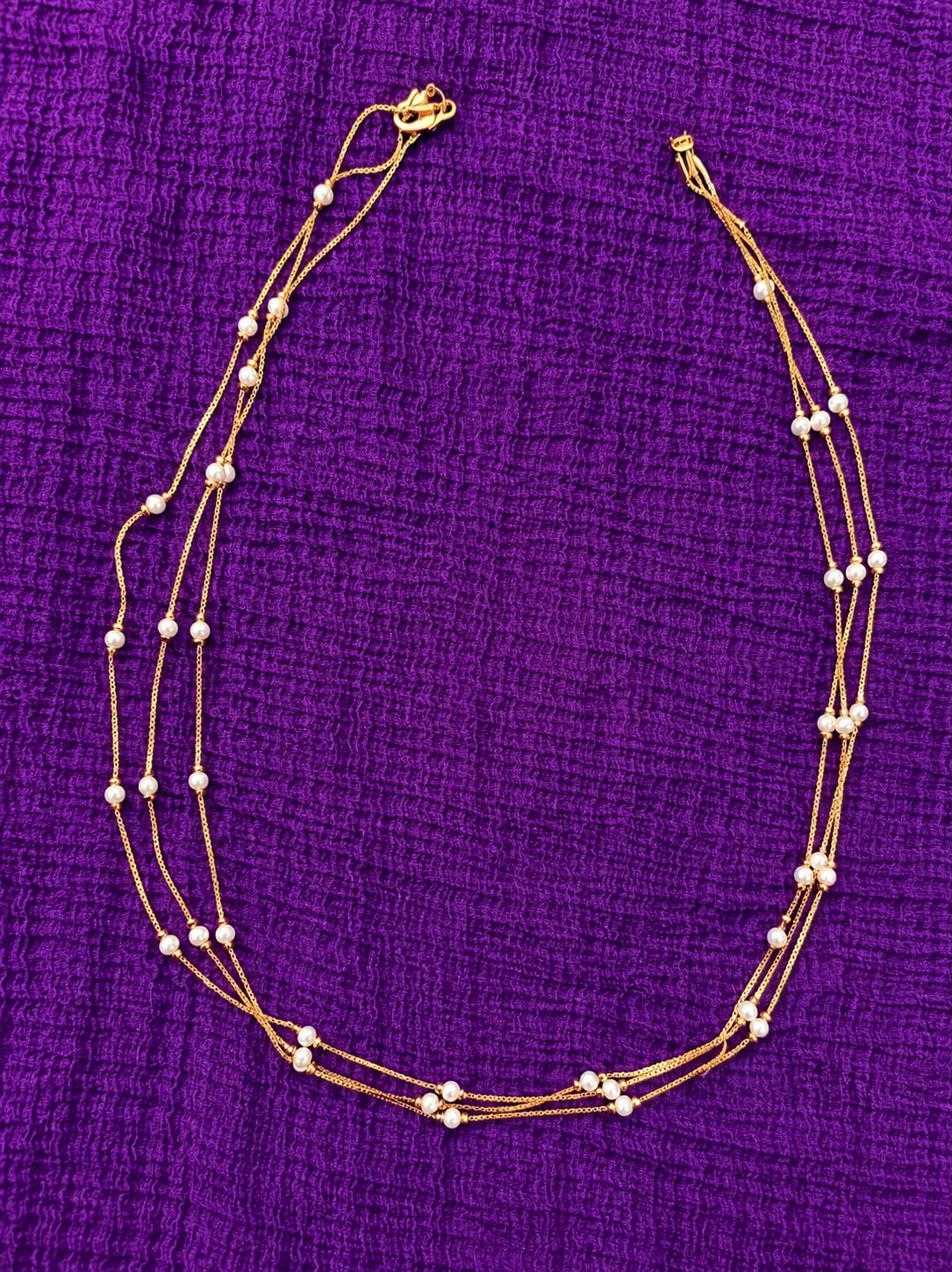 3 layer white stone  chain